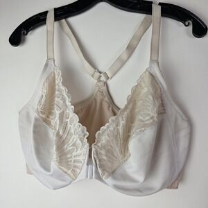 Womens Beige Nude Size 38F Lace Romantic Underwire Bra Everyday Front Closure